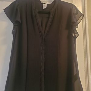 Black flutter sleeve blouse